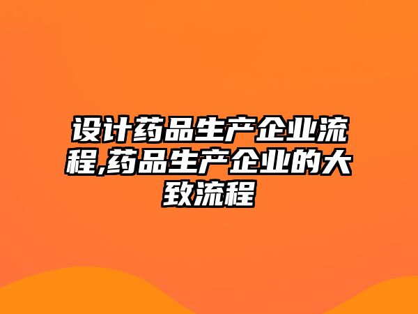 設(shè)計(jì)藥品生產(chǎn)企業(yè)流程,藥品生產(chǎn)企業(yè)的大致流程