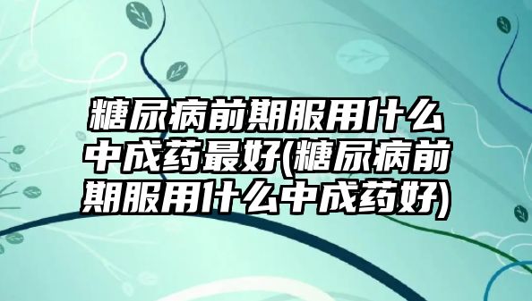 糖尿病前期服用什么中成藥最好(糖尿病前期服用什么中成藥好)