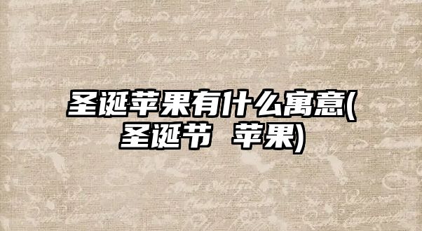 圣誕蘋果有什么寓意(圣誕節(jié) 蘋果)