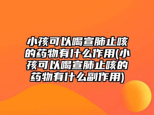 小孩可以喝宣肺止咳的藥物有什么作用(小孩可以喝宣肺止咳的藥物有什么副作用)