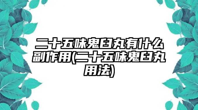 二十五味鬼臼丸有什么副作用(二十五味鬼臼丸用法)