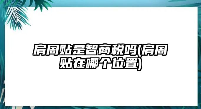 肩周貼是智商稅嗎(肩周貼在哪個(gè)位置)