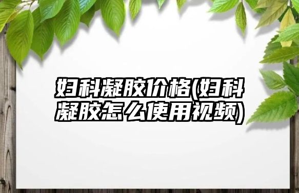 婦科凝膠價(jià)格(婦科凝膠怎么使用視頻)