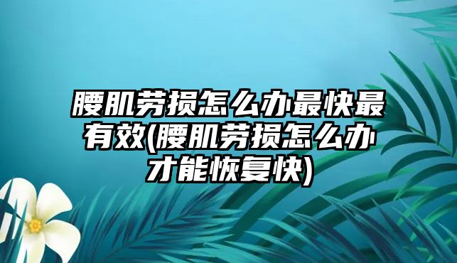 腰肌勞損怎么辦最快最有效(腰肌勞損怎么辦才能恢復(fù)快)