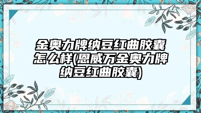 金奧力牌納豆紅曲膠囊怎么樣(恩威萬金奧力牌納豆紅曲膠囊)