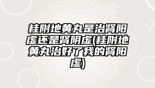 桂附地黃丸是治腎陽虛還是腎陰虛(桂附地黃丸治好了我的腎陽虛)